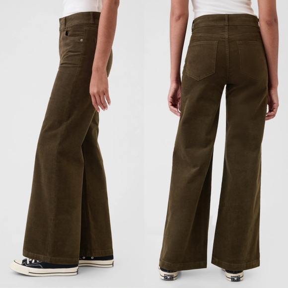 Gap High Rise Corduroy Stride Wide-Leg Pants in Basic Brown - Picture 2 of 15